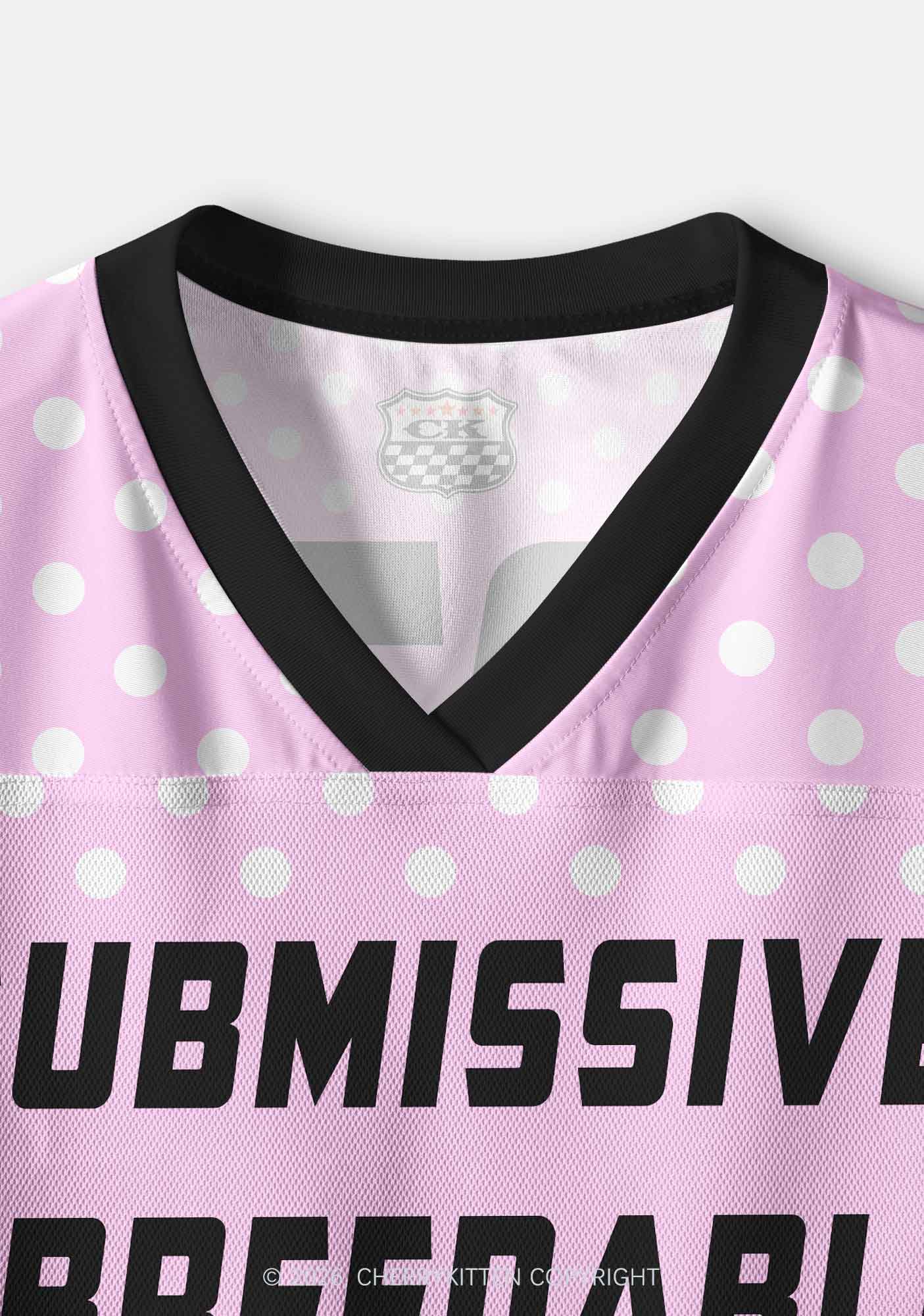 Submissive Breedable Pink Dots Y2K Crop Sport Jersey Shirts Cherrykitten