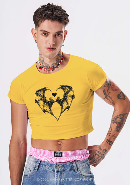 Halloween Bat Heart Y2K Baby Tee Cherrykitten