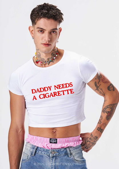 Daddy Needs A Cigarette Y2K Baby Tee Cherrykitten