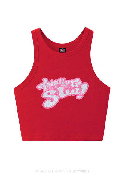 Glitter Totally Slxt Y2K Crop Tank Top Cherrykitten