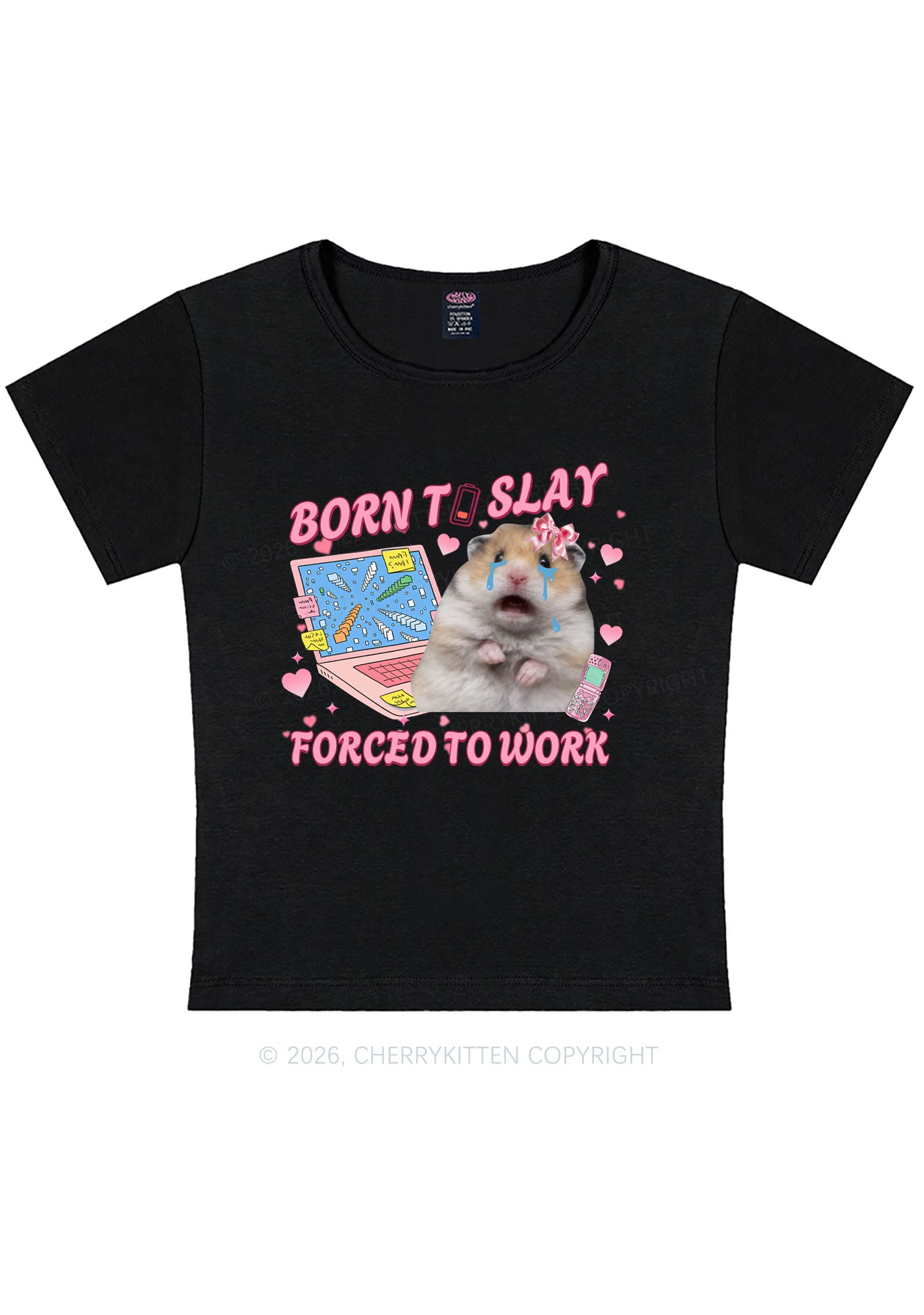 Custom Meme Born To Slay Y2K Baby Tee Cherrykitten