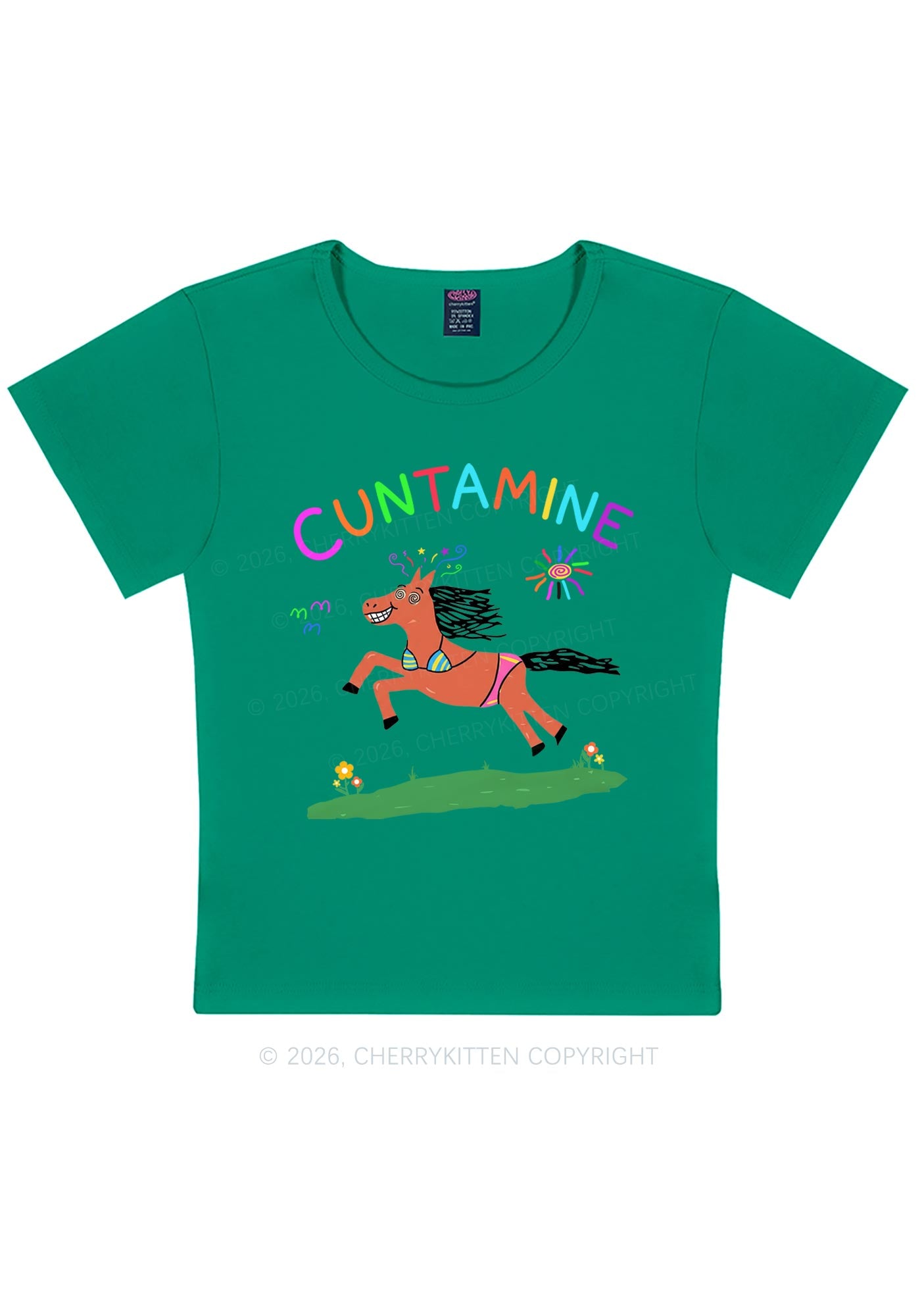 Cxxtamine Pony Y2K Baby Tee Cherrykitten