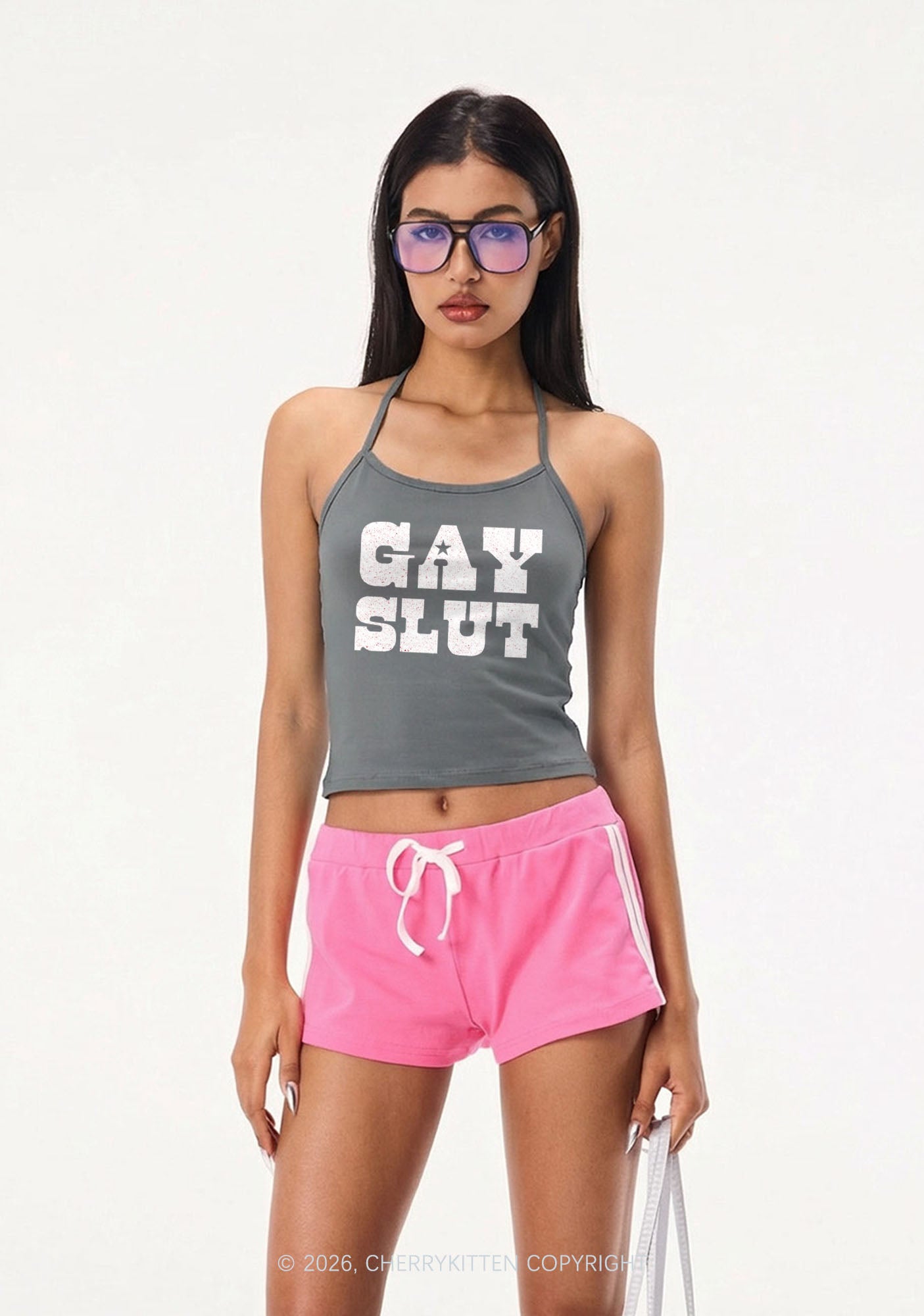 Gay Slxt Pride Y2K Halter Neck Cami Cherrykitten