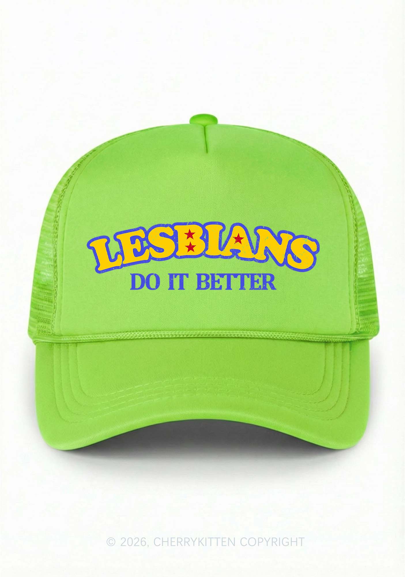 Lesbians Do It Better Pride Y2K Trucker Hat Cherrykitten