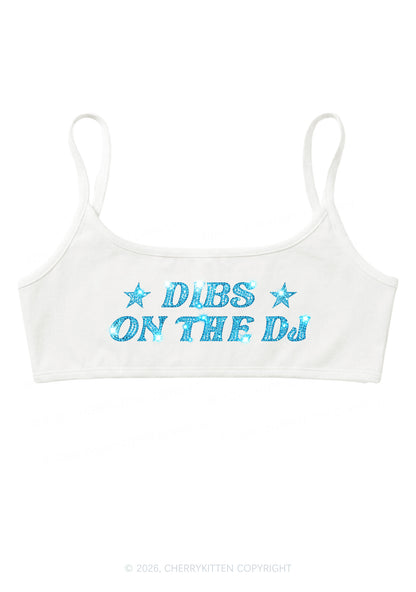 Rhinestone Dibs On The Dj Y2K Super Crop Cami Cherrykitten