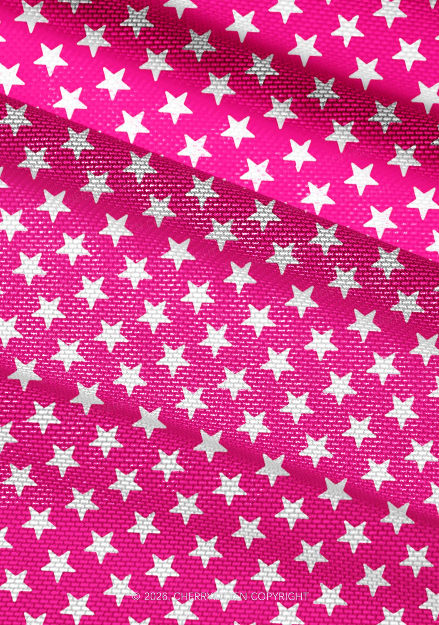 White Stars On Pink Y2K Mesh Ruched  Waist  V Neck Top Cherrykitten