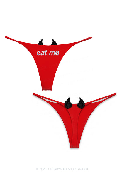 Glitter Special Eat Me Y2K Goth Angel Wings Bikini String Thong Cherrykitten