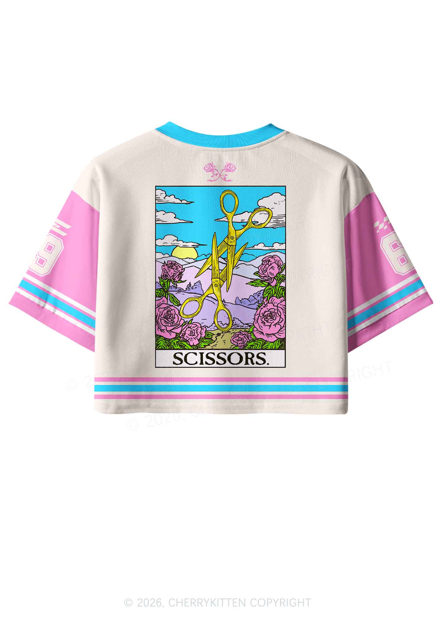 Yellow Scissors Pride Y2K Crop Sport Jersey Shirts Cherrykitten
