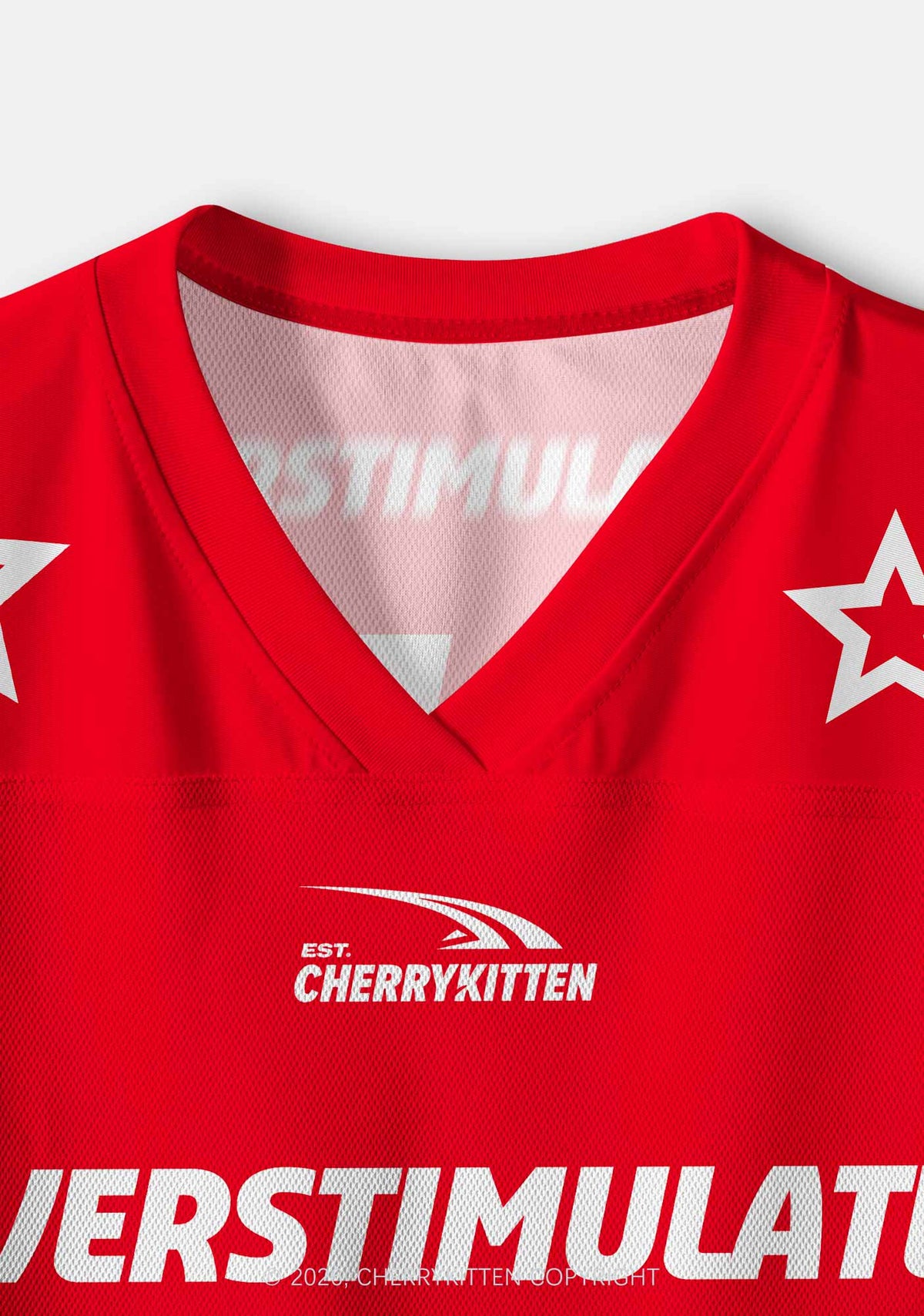 Red Flame Overstimulated Y2K Crop Sport Jersey Shirts Cherrykitten