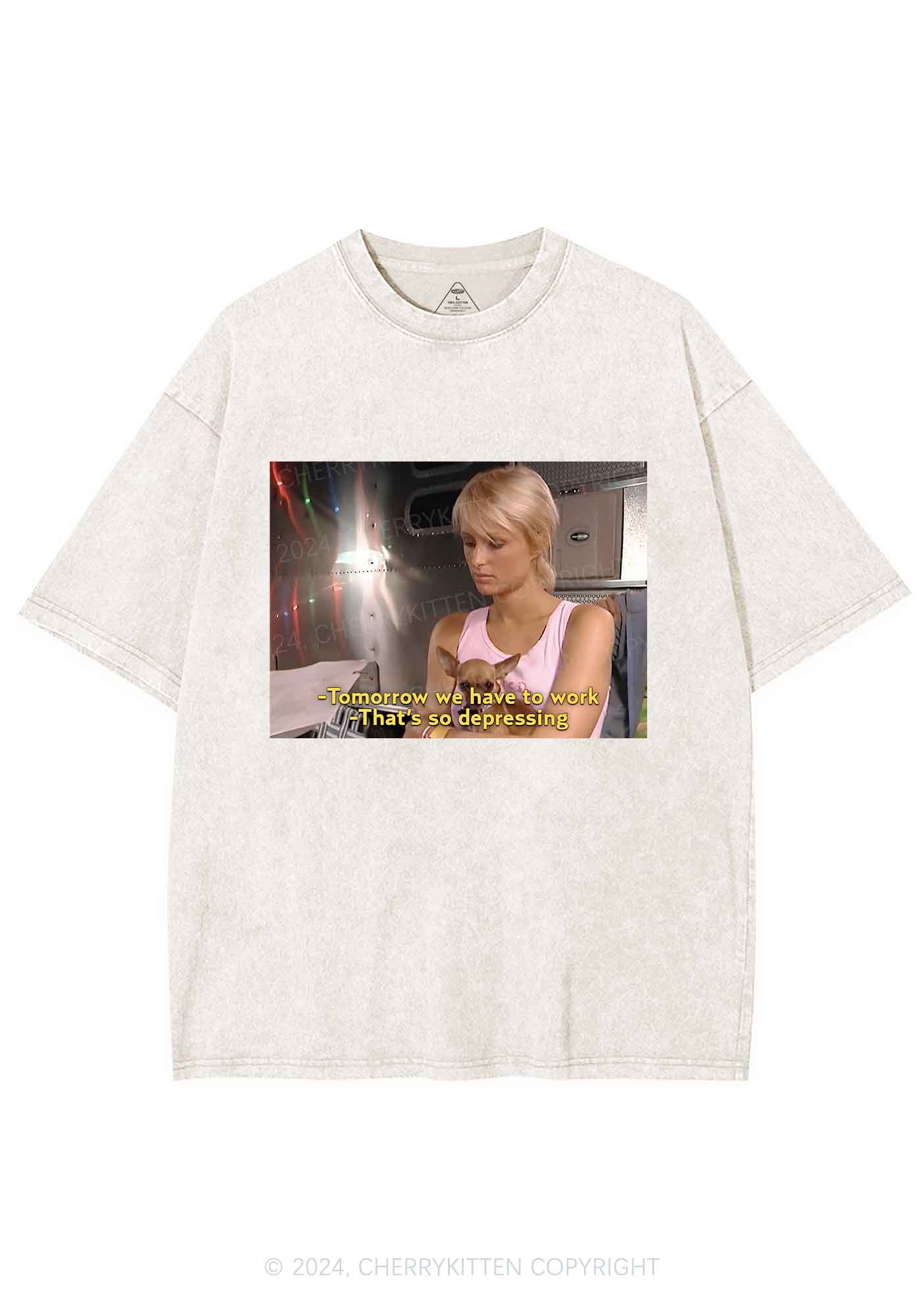 We Have To Work Y2K Washed Tee Cherrykitten