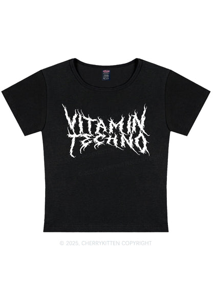 Vitamin Techno Y2K Baby Tee Cherrykitten