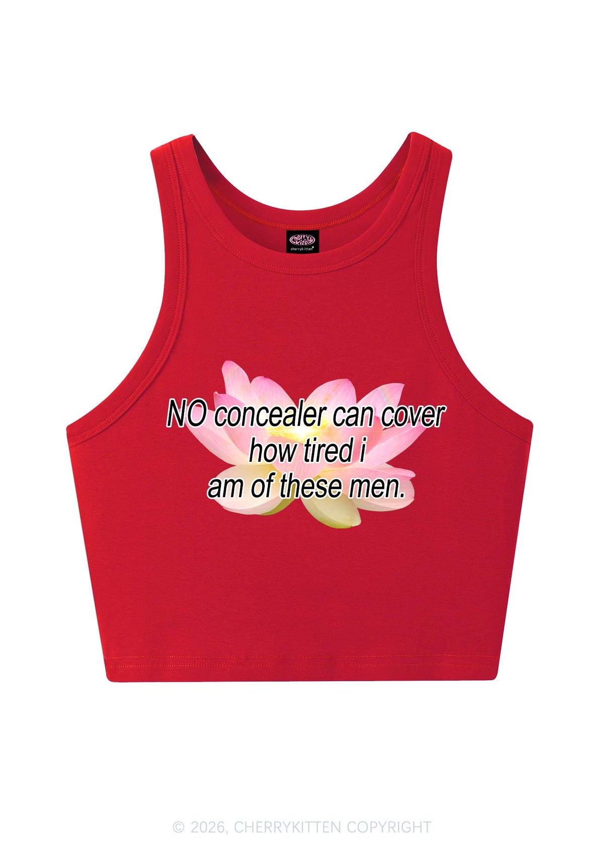 No Concealer Can Cover Men Y2K Crop Tank Top Cherrykitten