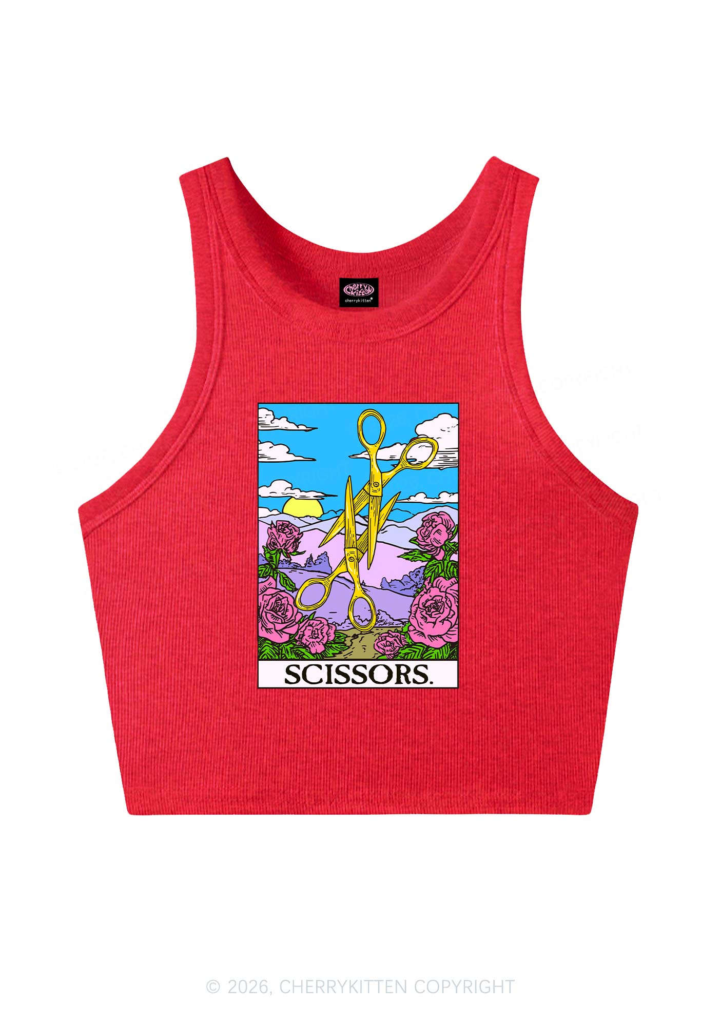 Yellow Scissors Pride Y2K Crop Tank Top Cherrykitten