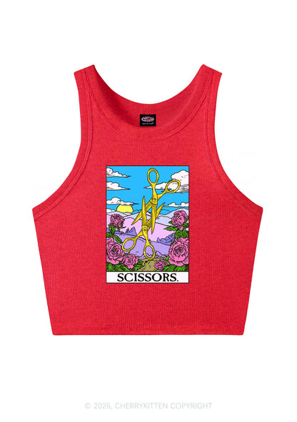Yellow Scissors Pride Y2K Crop Tank Top Cherrykitten