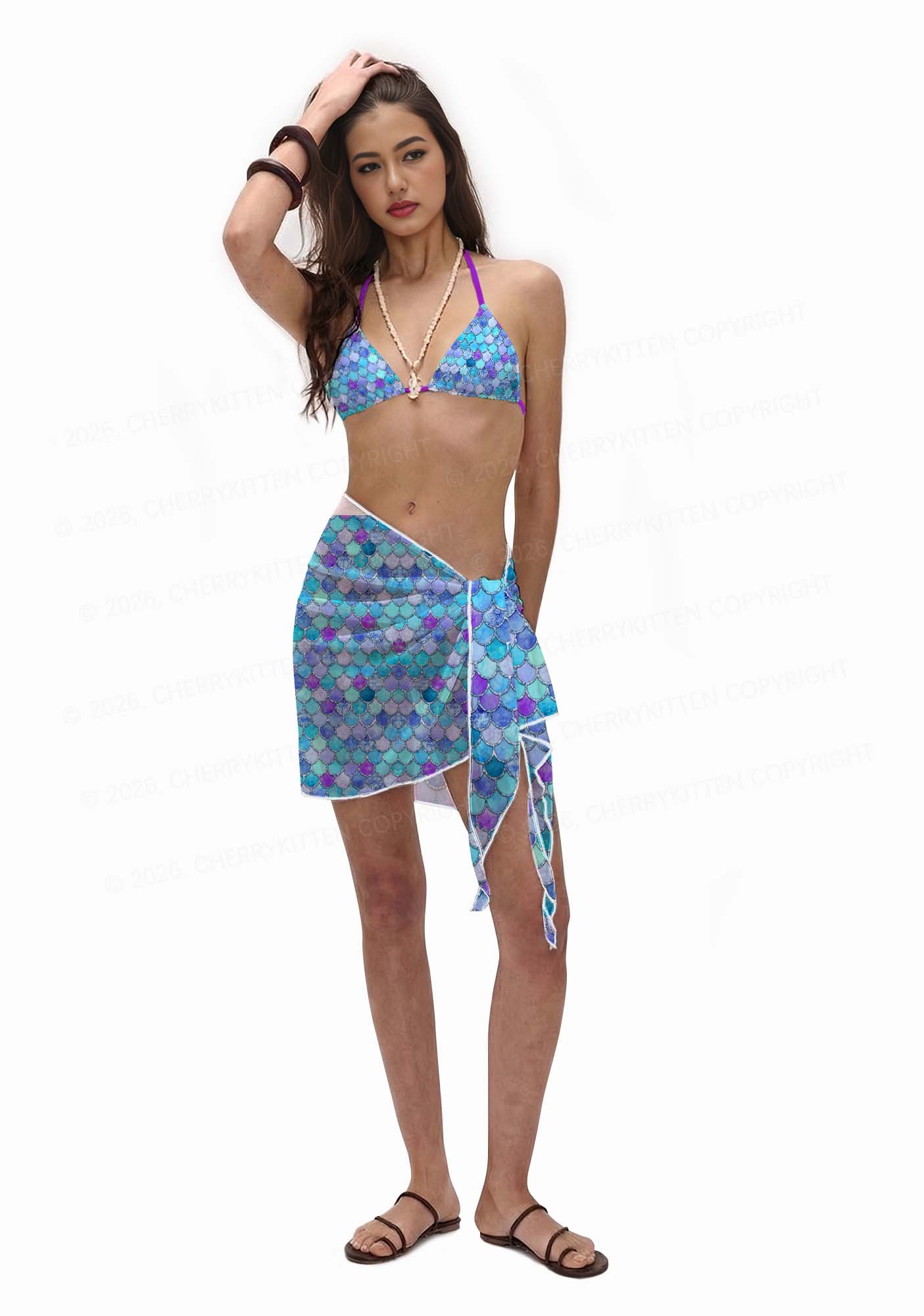 Colorful Fish Scales Y2K Print Bikini Set Cherrykitten