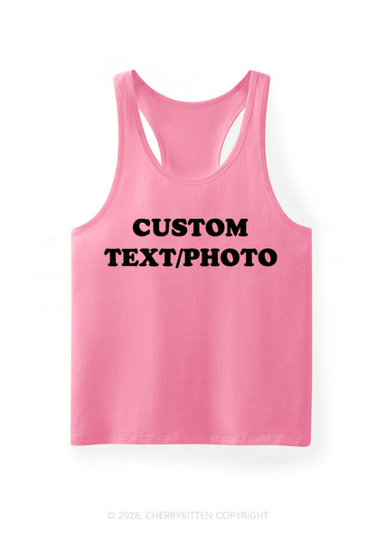 Custom Personalized Text Y2K Men Racerback Tank Top Cherrykitten