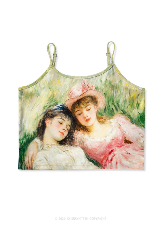 Oil Painting Girls Pride Y2K Print Cami Crop Top Cherrykitten