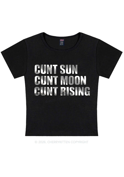 Cxxt Sun Moon Rising Silver Foil Printed Y2K Baby Tee Cherrykitten