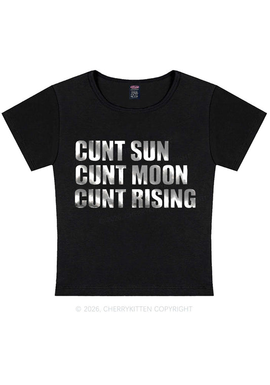 Cxxt Sun Moon Rising Silver Foil Printed Y2K Baby Tee Cherrykitten