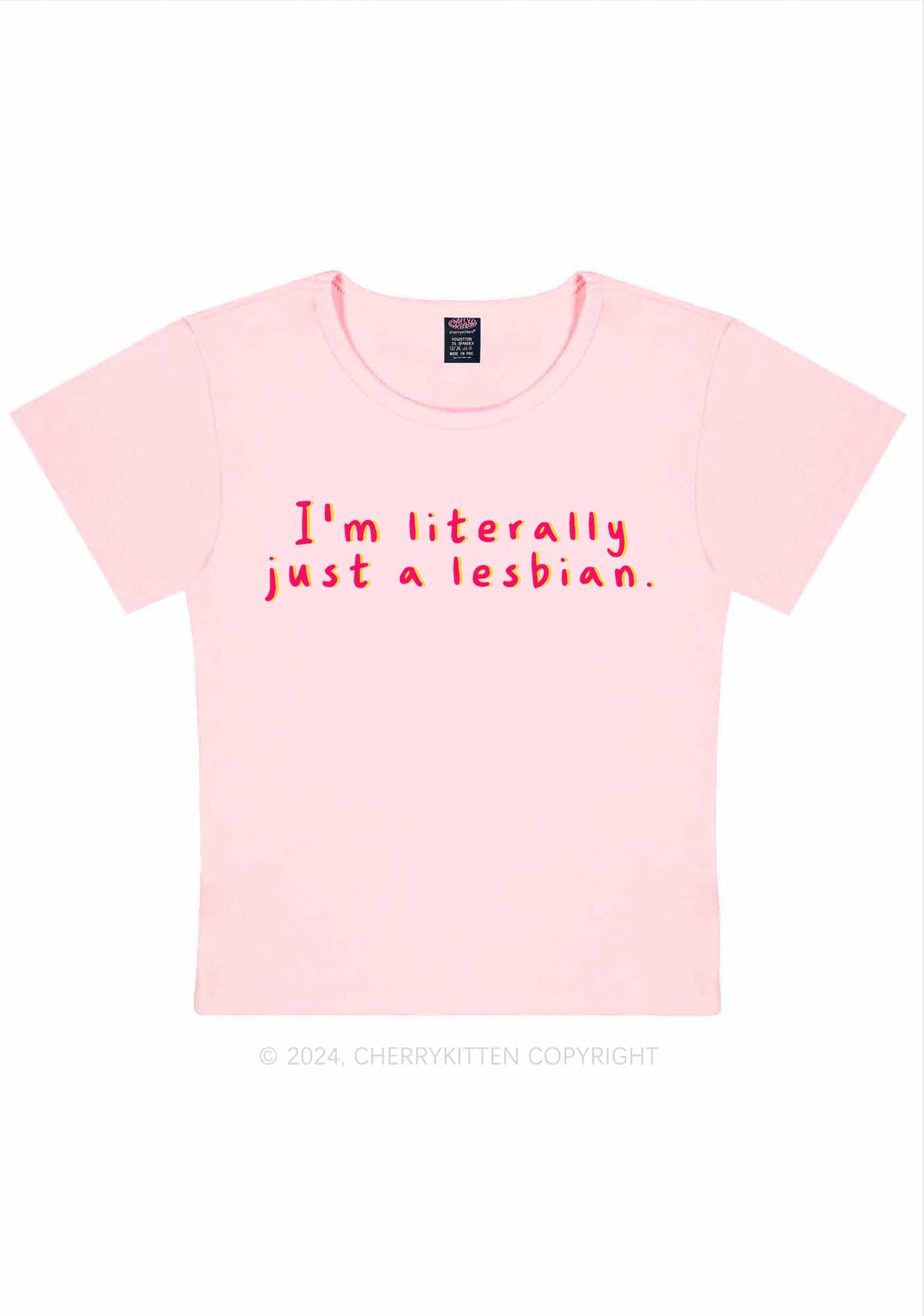 Just A Lesbian Y2K Baby Tee Cherrykitten