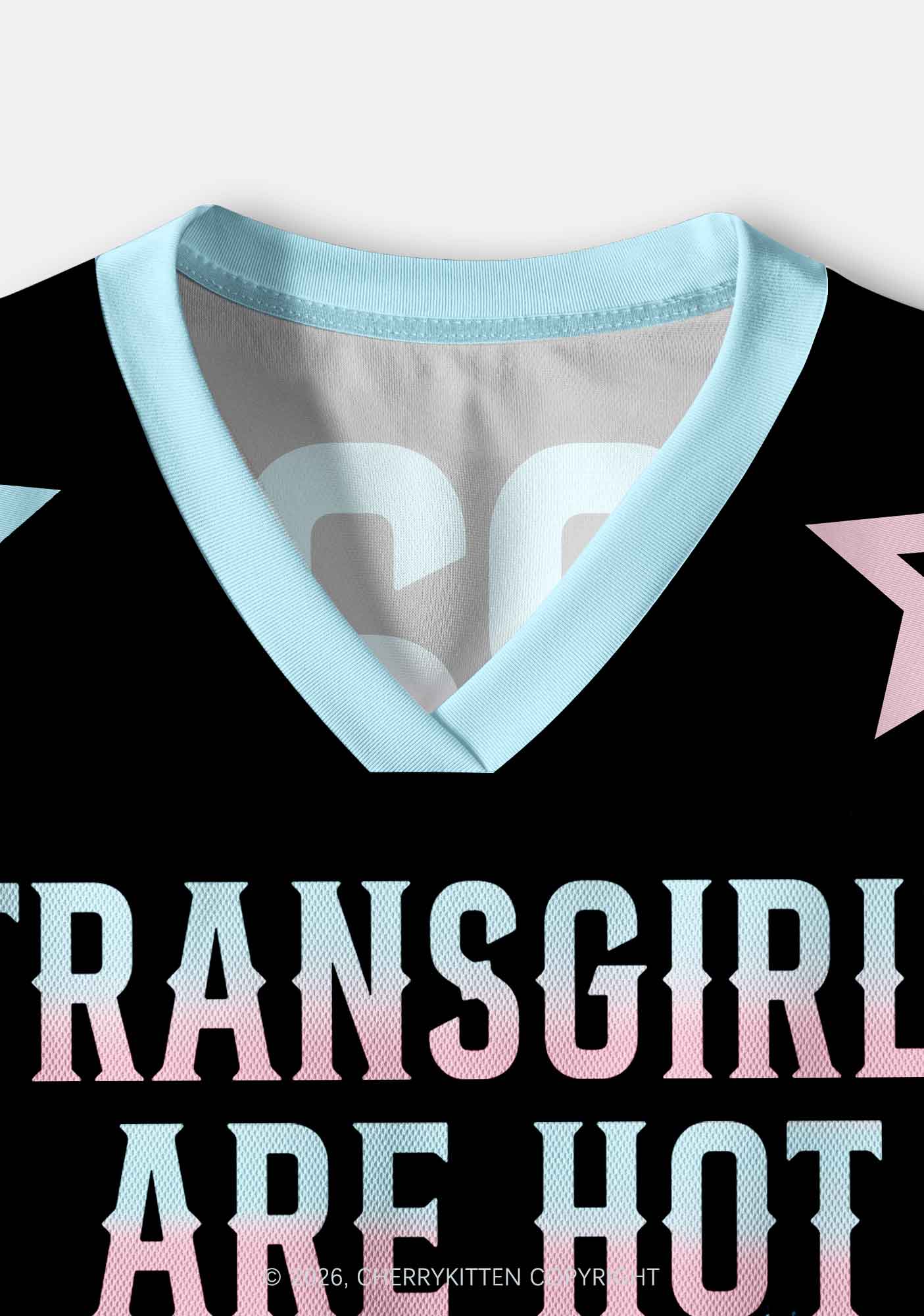 Transgirls Are Hot Flame Pride Y2K Crop Sport Jersey Shirts Cherrykitten