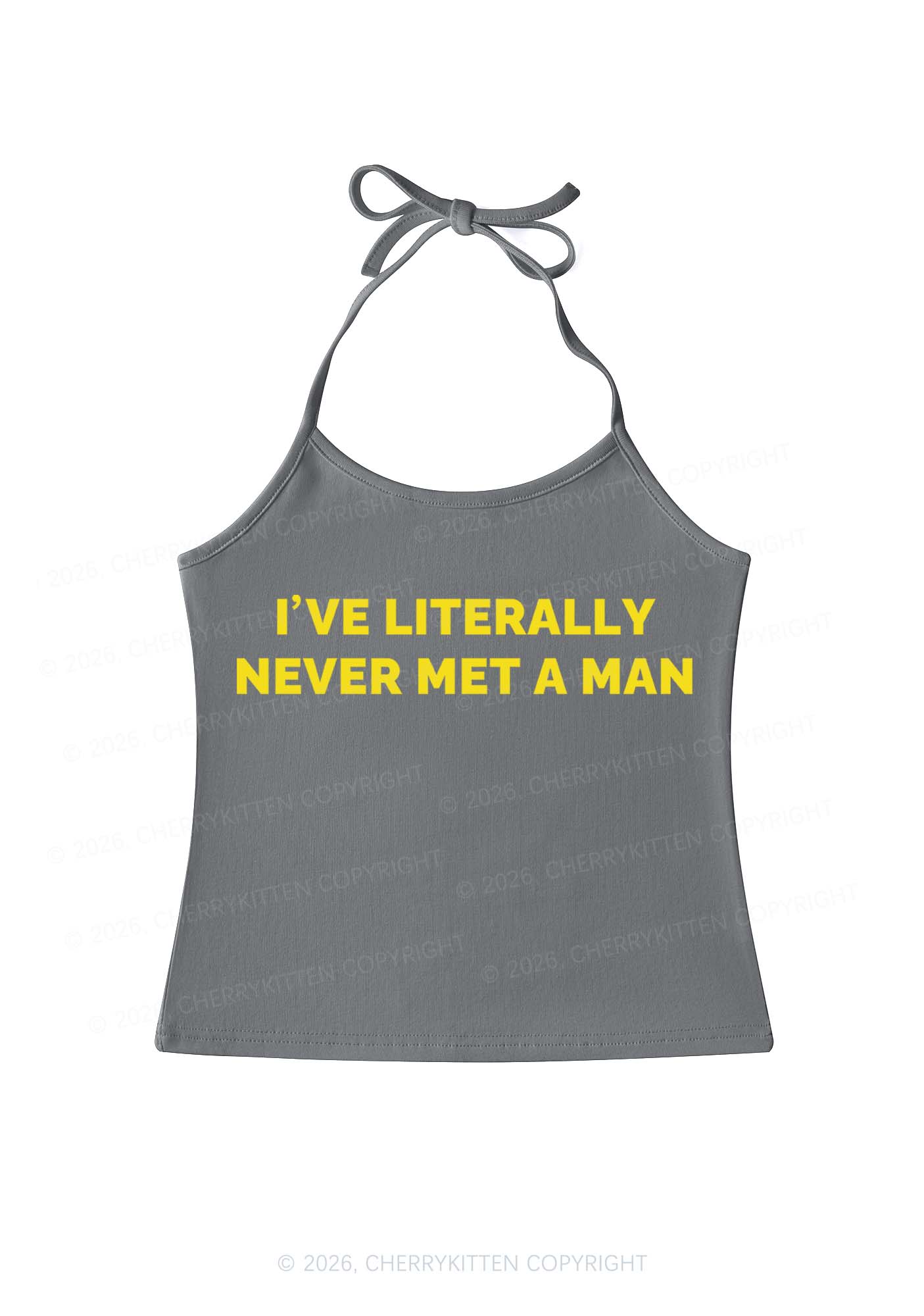 Never Met A Man Pirde Y2K Halter Neck Cami Cherrykitten
