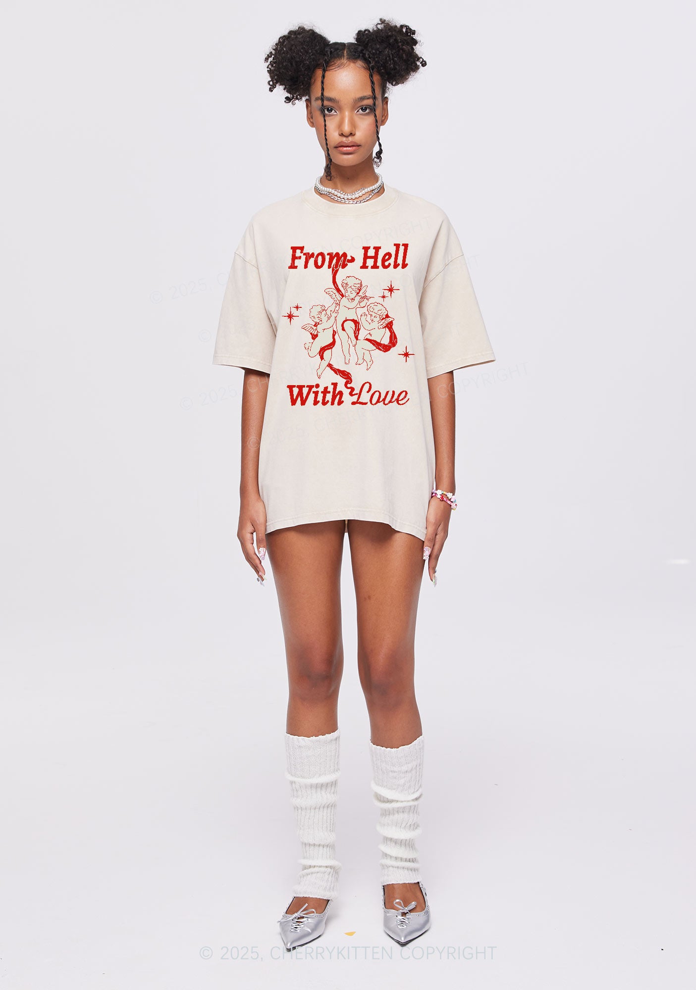 Cupids From Hell Y2K Shirts Washed Tee Cherrykitten