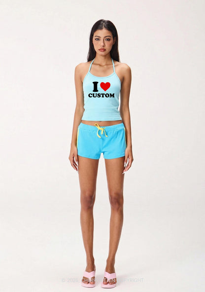 I Love Custom Valentine's Day Y2K Halter Neck Cami Cherrykitten