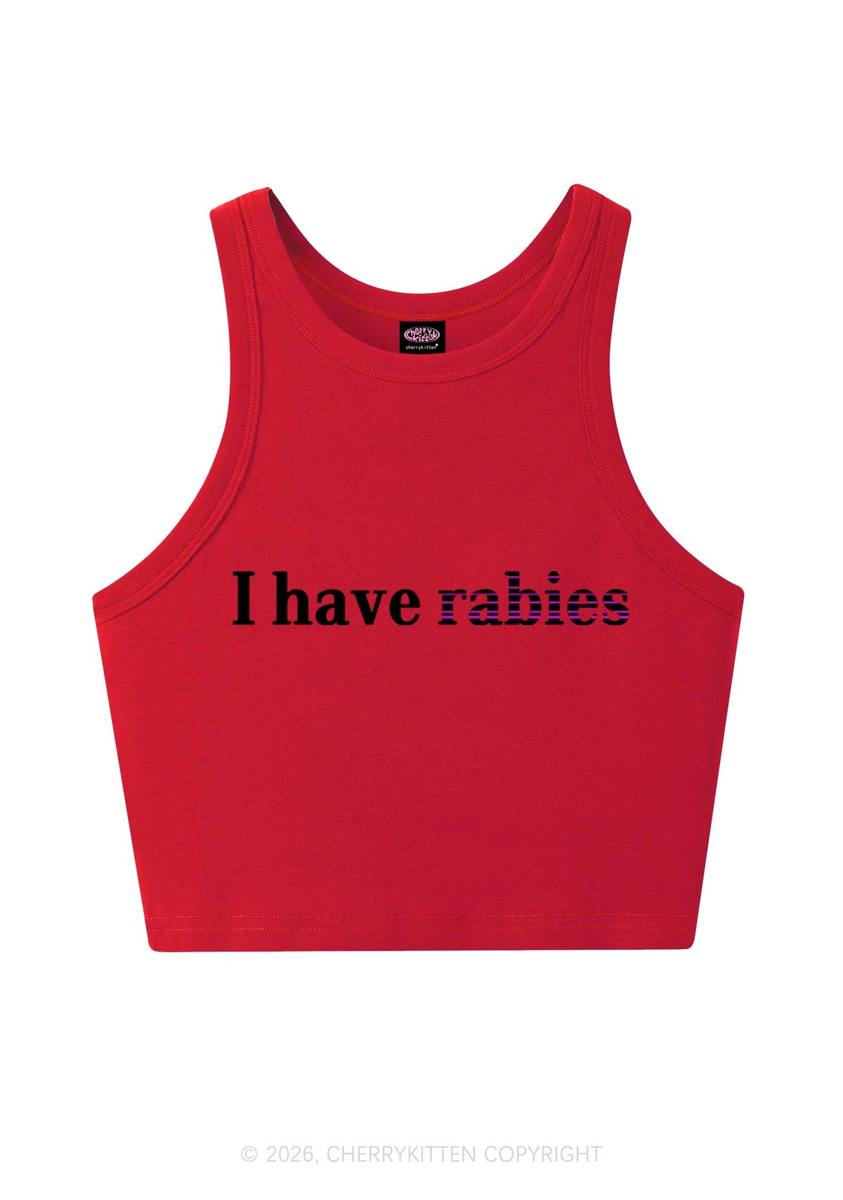 I Have Rabies Y2K Crop Tank Top Cherrykitten