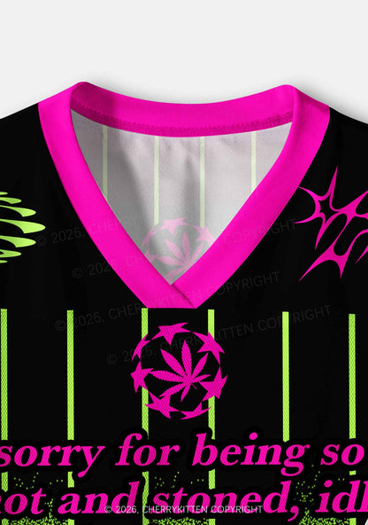 Sorry For Being Hot And Stoned Y2K Crop Sport Jersey Shirts Cherrykitten