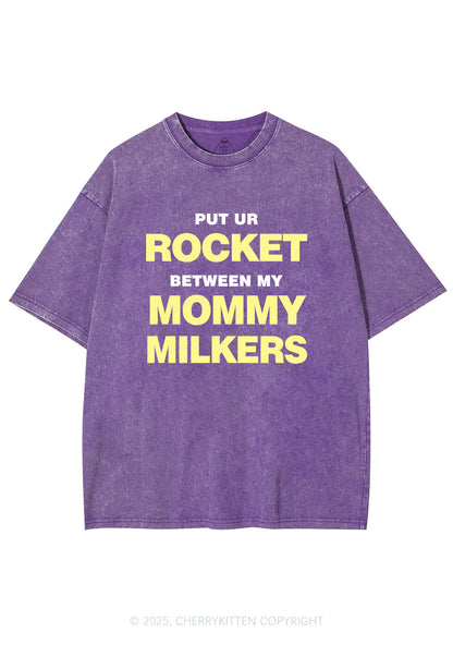 Rocket Mommy Milkers Y2K Shirts Washed Tee Cherrykitten