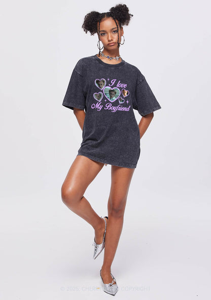 Love My Boyfriend Number One Y2K Shirts Washed Tee Cherrykitten