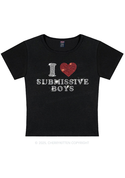 Rhinestone I Love S Boys Y2K Baby Tee Cherrykitten