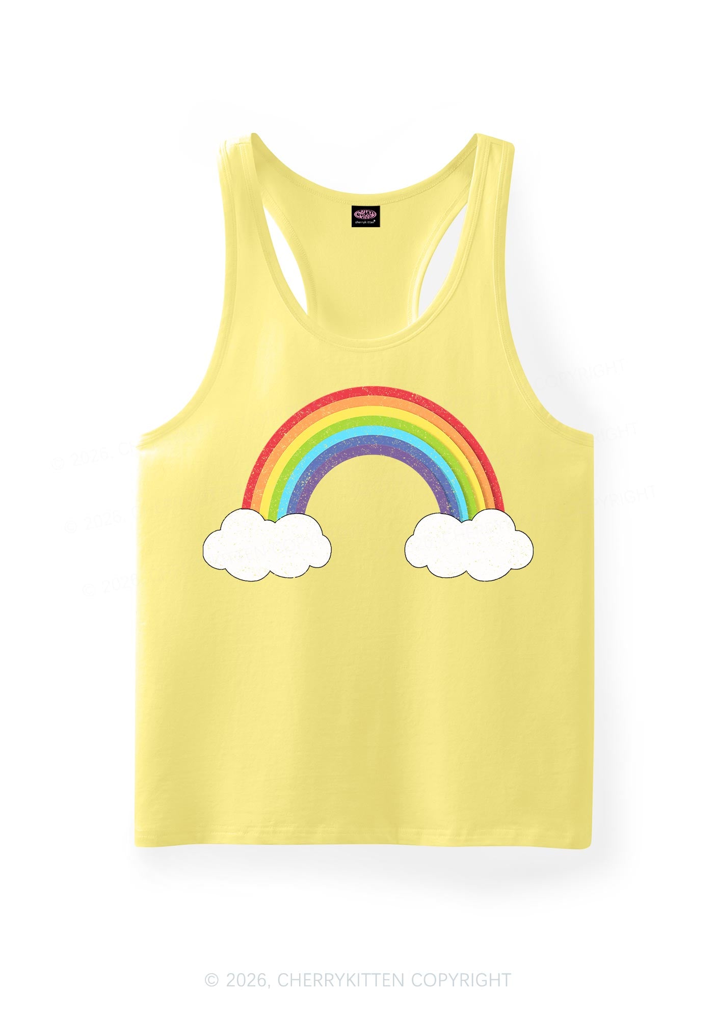 Rainbow Cloud Pride Y2K Men Racerback Tank Top Cherrykitten