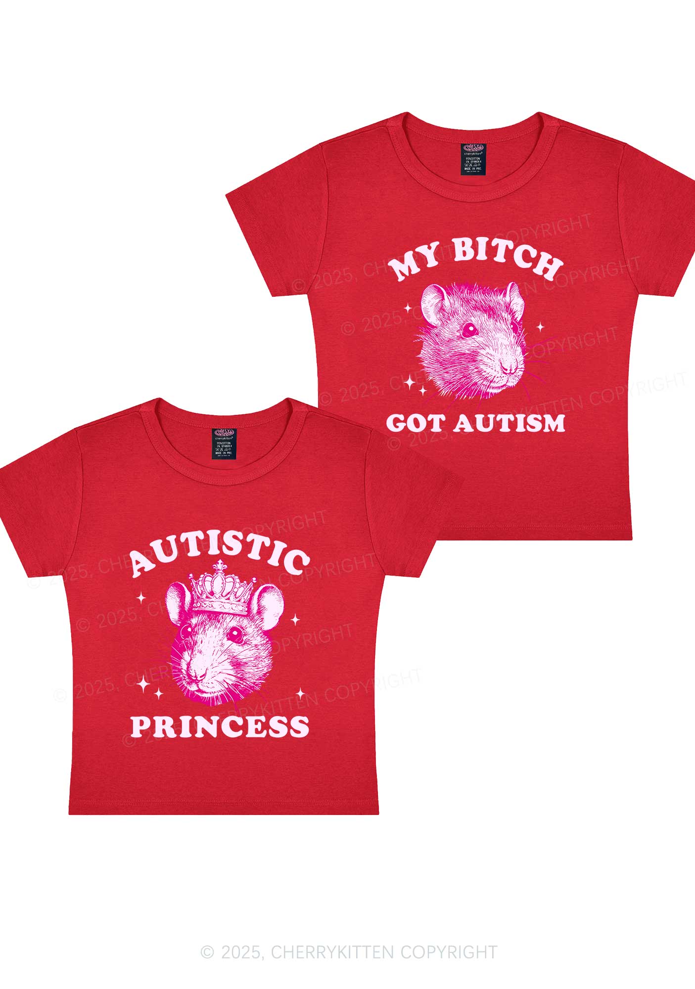 Autistic Princess Rats Y2K Valentine's Day Baby Tee Cherrykitten