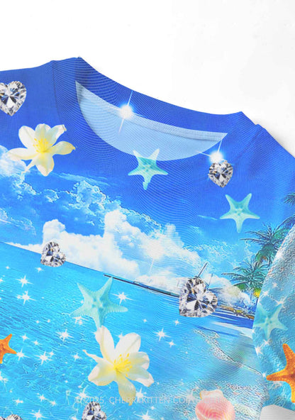 Sea Treasures Y2K Mesh Crop Top Cherrykitten
