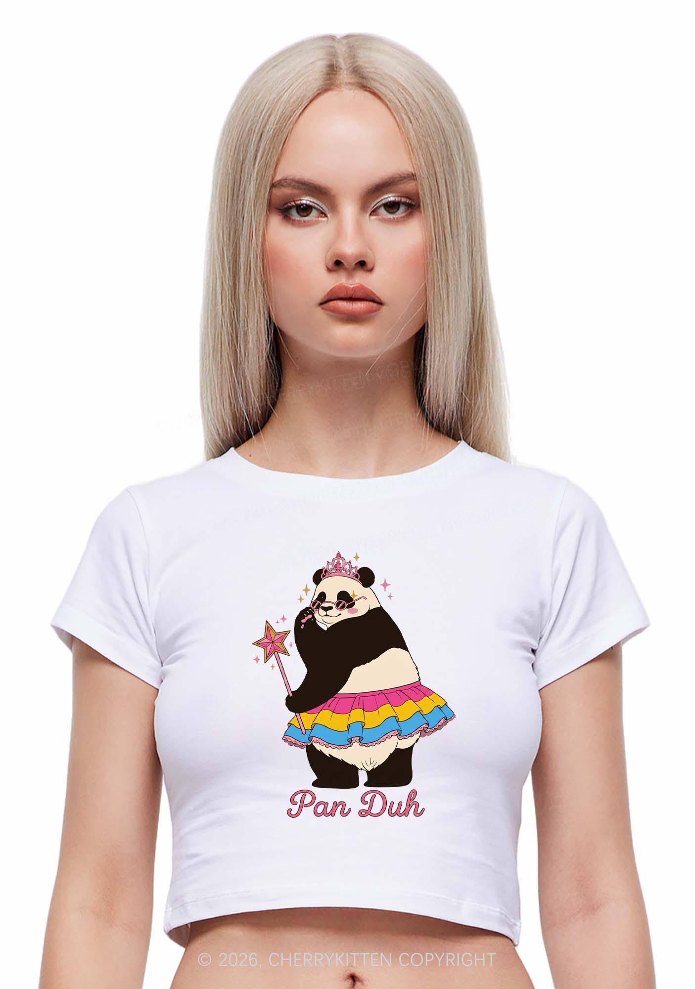 Pan Duh Pride Y2K Baby Tee Cherrykitten