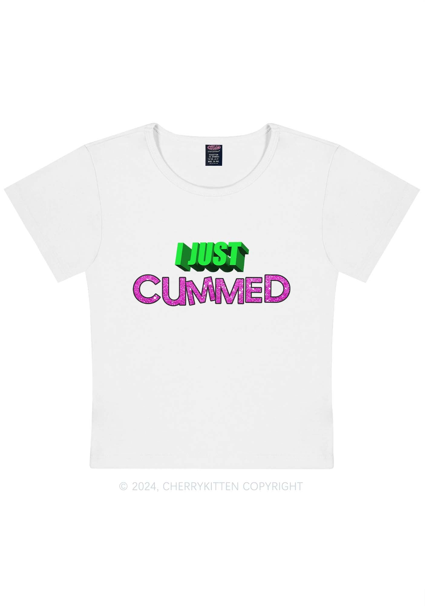 Curvy I Just Cummed Y2K Baby Tee Cherrykitten
