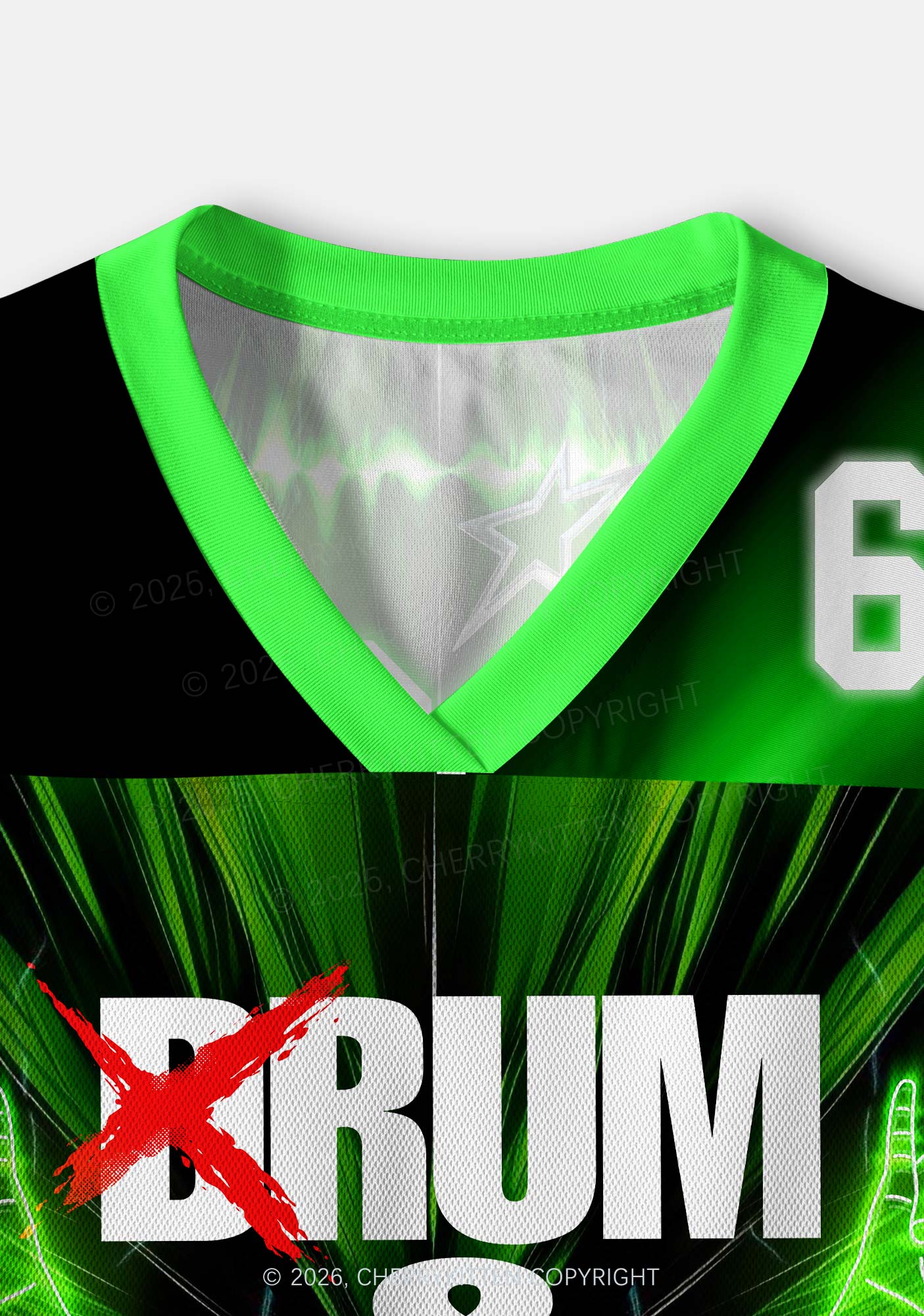 Green DnB Lightning Rock Y2K Crop Sport Jersey Shirts Cherrykitten