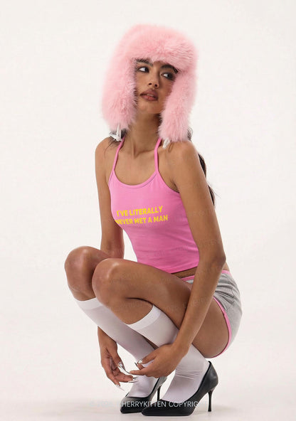 Never Met A Man Pride Y2K Halter Neck Cami Cherrykitten