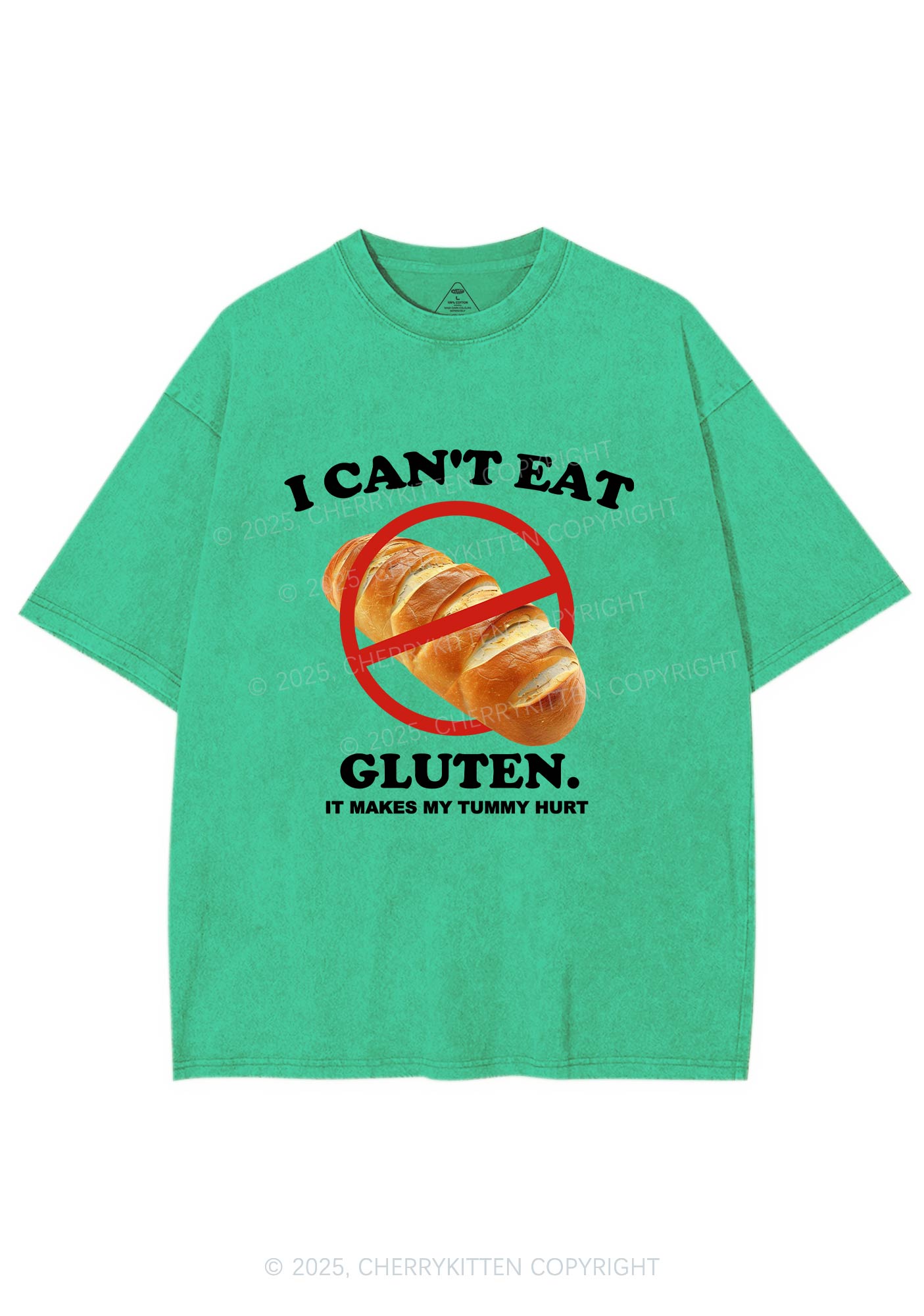 I Cant Eat Gluten Y2K Shirts Washed Tee Cherrykitten