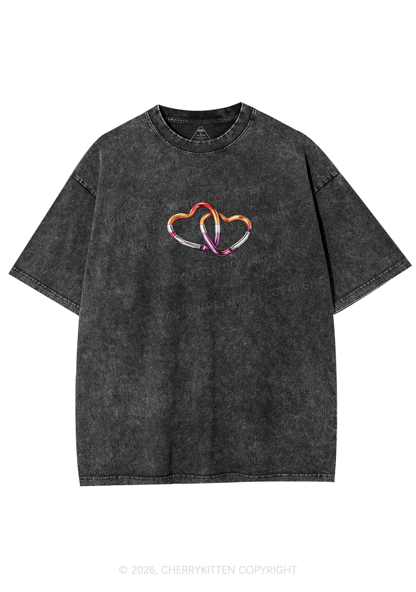 Carabiner Hearts Pride Y2K Shirts Washed Tee Cherrykitten