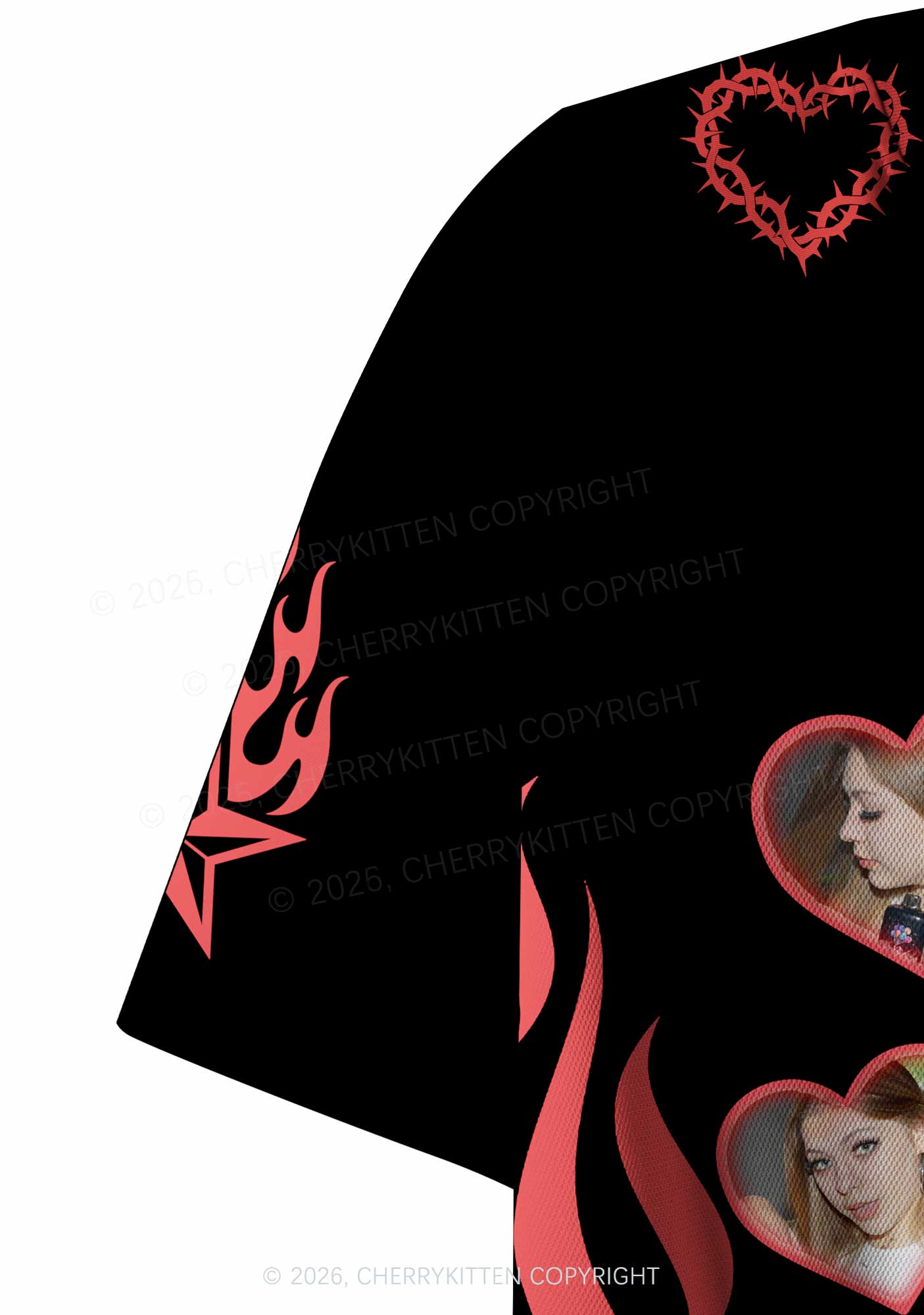 Custom Photos Red Flame I Love My GF BF Y2K Crop Sport Jersey Shirts Cherrykitten