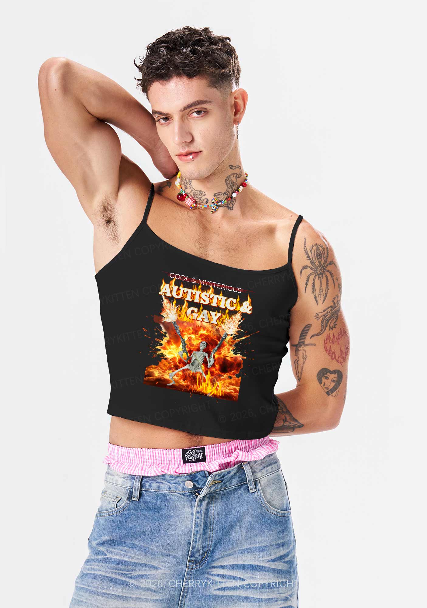 Autistic Gay Skeleton Pride Y2K Spaghetti Strap Cami Cherrykitten