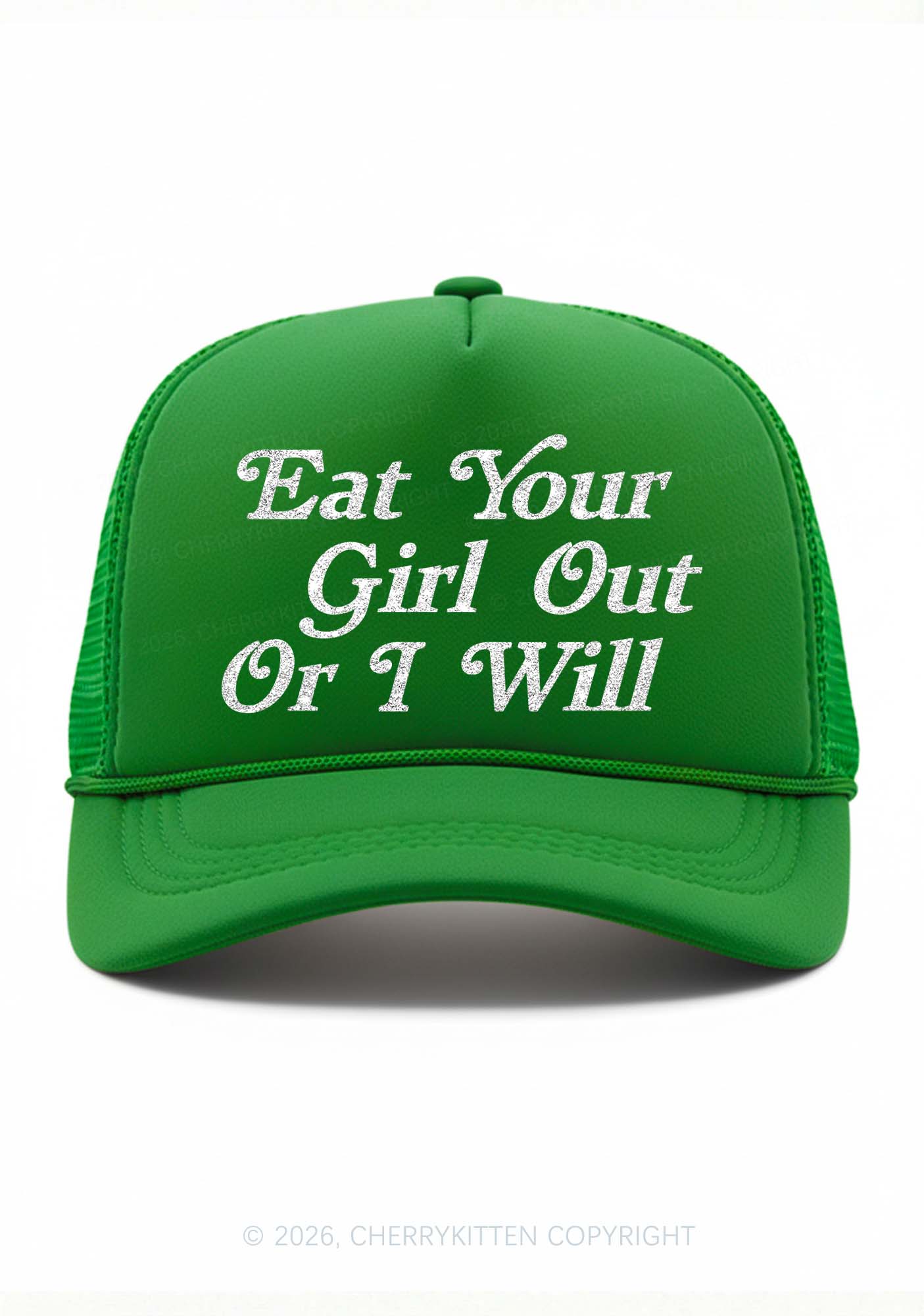 Glitter Eat Your Girl Out Pride Y2K Trucker Hat Cherrykitten