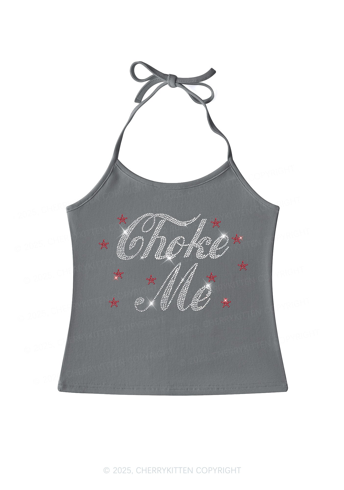Rhinestone Choke Me Y2K Halter Neck Cami Cherrykitten