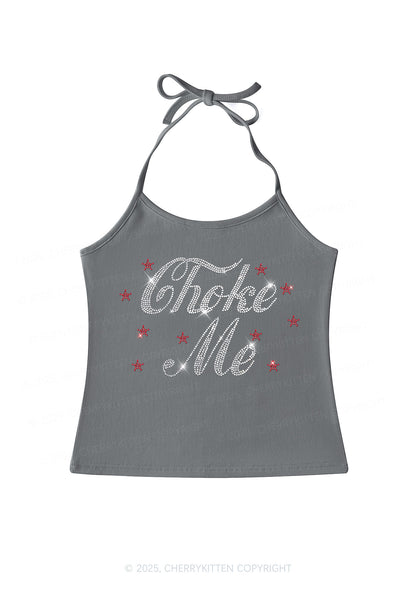 Rhinestone Choke Me Y2K Halter Neck Cami Cherrykitten