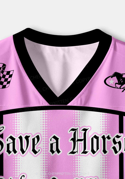 Pink Save Horse Ride Masc Pride Y2K Crop Sport Jersey Shirts Cherrykitten