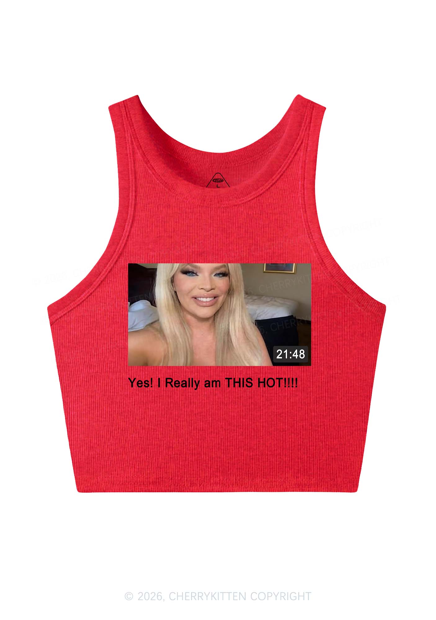 I Am Really Hot Y2K Crop Tank Top Cherrykitten