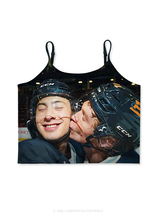 Hockey Duo HR Y2K Print Cami Crop Top Cherrykitten